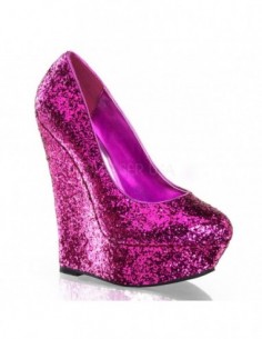 Zapato de plataforma de cuña en purpurina