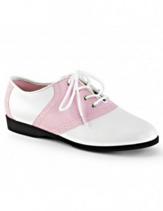 Zapatos bajos de cuero sintÃ©tico en dos tonos blanco-rosa acordonados