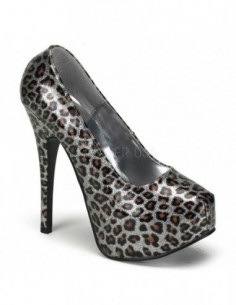 Pl-teeze-Zapatos Bordello estampado leopardo metálico-scp
