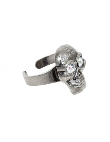 M.RING4-S1 NEW ROCK CRYSTAL SKULL METAL RING